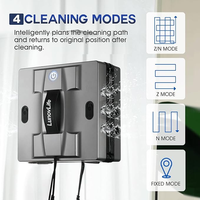 2026 New Window Cleaning Robot -Ultimate 6-Nozzle Precision Spray 5600Pa Suction Edge Detection &amp UPS Safety automatic window cleanerPerfect for Frameless/Frosted Glass High-Rise Windows
