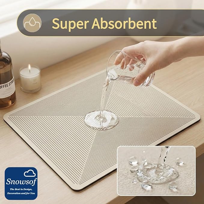 Dish Drying Mat - Absorbent Countertop Mat for Coffee Maker Dish Rack (0520''×24'')