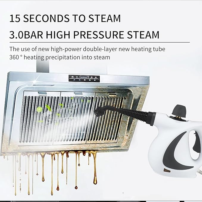 Handheld Steam Cleaner Portable High Pressure Steamer for Home Use Multi-Surface Cleaner for Kitchen Bathroom Car Upholstery Tile Grout （1 Set）