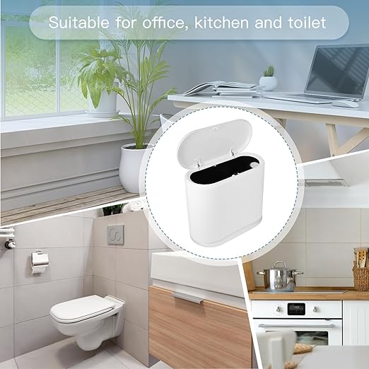 Homoyoyo Slim Plastic Trash Can for Bathroom Kitchen and Office Space-Saving Wastebasket Easy to Use and Clean Versatile for Home and Dorm Decor