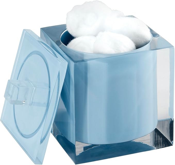 Izod - Covered Jar Multipurpose Countertop Accessories Durable Resin Organizer Dorm Room Essentials Sleek Modern Home Decor (Marina Collection Blue)