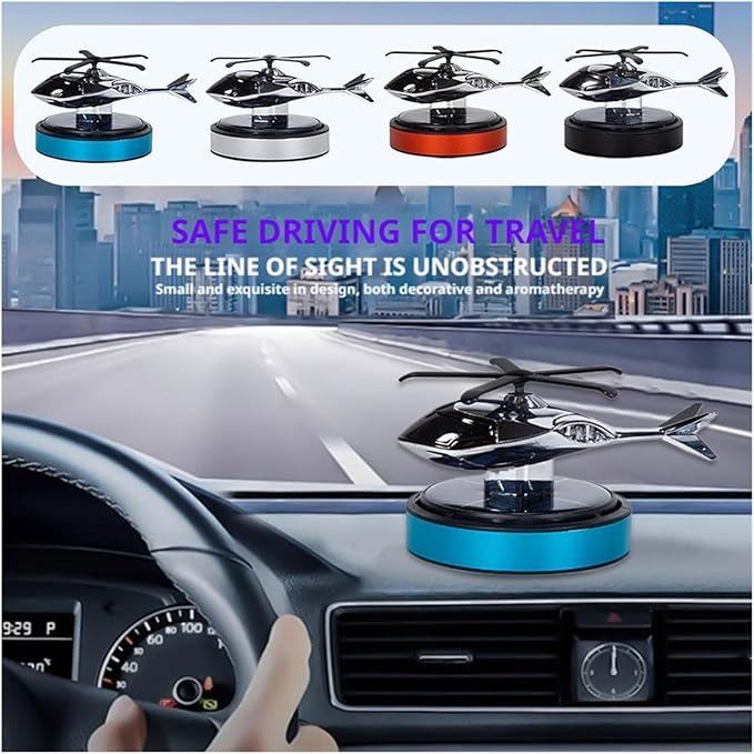Solar Helicopter Car Air Freshener - Stylish Aroma Diffuser &amp Decorative Ornament for Car Interior Accessories(D)