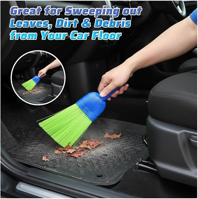 6 Pcs Soft Bristle Broom Poly Fiber Whisk Broom with Hang Hole Handheld Brush for Indoor Outdoor Cleaning Car Porch Floor Room &amp Deck Dust Dirt Remover Compact Easy Storage