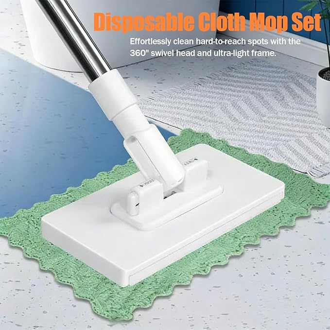 Zero Touch Mini Mops Convenient Cloth Changing Mini Mop Snap Grip Minimop 39 Long Handle Mopping Sweeper Stick for Gaps &amp Multi-SurfaceRetractable &amp Adjustable (1 Set)