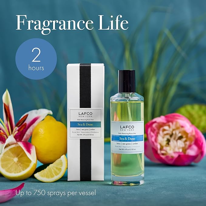 LAFCO New York Odor Removing Room Mist Sea &amp Dune - 4 oz - Eliminates Unpleasant Scents &amp Provides Luxurious Fragrance - Up to 750 Pump Sprays Per Bottle - Made in the USA