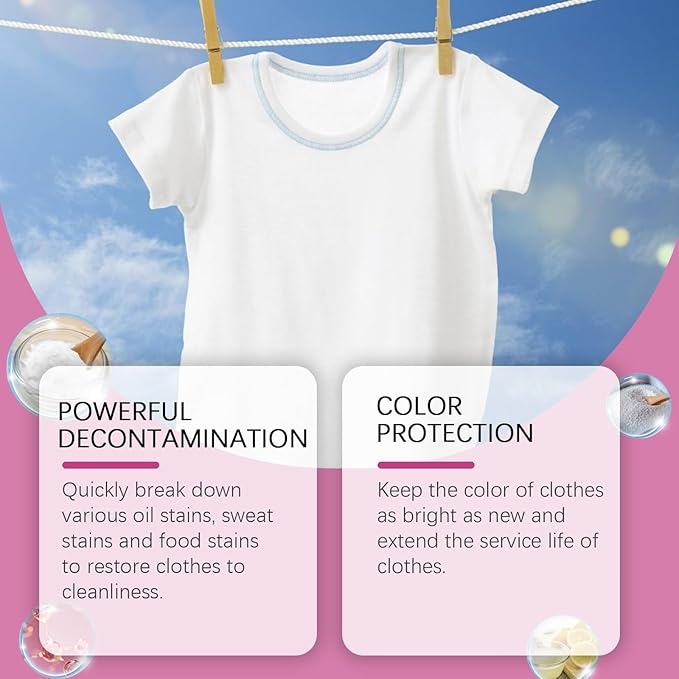 Hyper Concentrated Strong Stain Remover Powder 16.67 Fl Oz Oxygen Laundry Powder Stain Remover For Clothes Laundry Safe On Everyday Fabrics Removes Milk Sweat Oil Fruit Stains (1pcs)