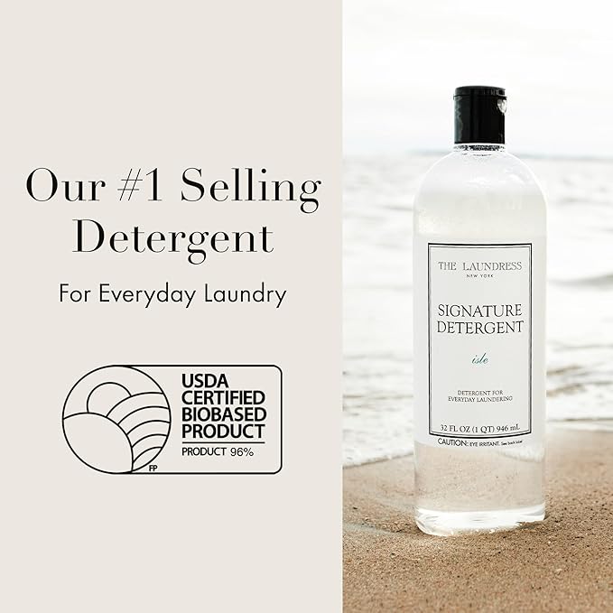 The Laundress Signature Isle Detergent Coastal Inspired Scent Concentrated Laundry Detergent Liquid Tough on Stains Isle Scent 32 oz.