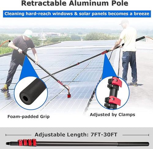 12FT-39FT Window Cleaning Pole Water Fed Telescopic Brush Extendable Cleaner Conservatory Roof Cleaning Photovoltaic and Solar Panels55cmbrush-12FT/3.6M