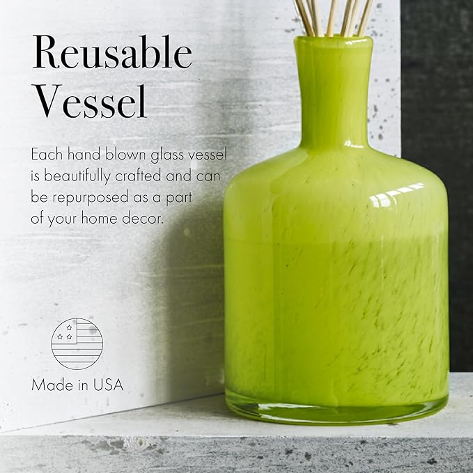 LAFCO New York Signature Reed Diffuser Rosemary Eucalyptus - 15 oz - Up to 9 Months Fragrance Life - Reusable Hand Blown Glass Vessel - Natural Wood Reeds - Made in The USA
