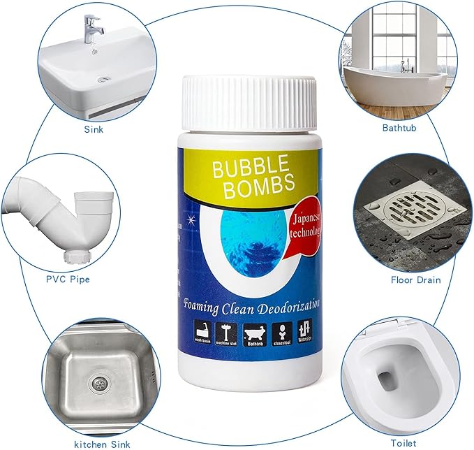 6 Pcs Bubble Bombs Drain Cleaner Pipe Dredge Deodorant Quick Dredge Pipeline Powerful Sink Drain Cleaner Magic Fast Foaming for Kitchen Toilet Pipeline Quick Cleaning Tool
