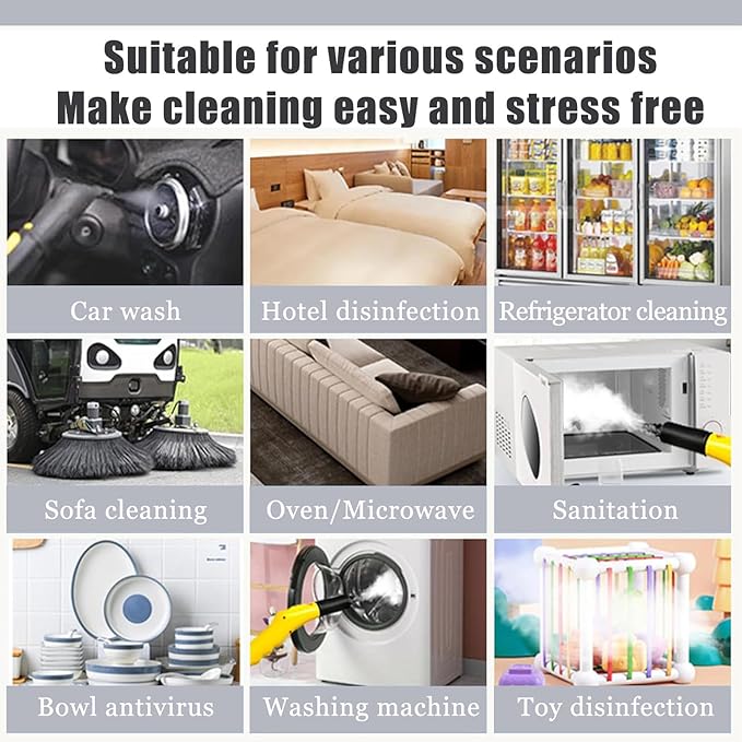 3000W High Pressure Multi Use Steam Washer 3.5L Portable Steamer Cleaning Machine with 9 Brush Heads for Kitchen Home UseUpholstery Bathroom Grout and Tile Car Detailing