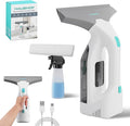 HAUSHOF Electric Window Vacuum Squeegee 11 Vacuum Squeegee Cordless Cleaner Tool Set Window Vac with 300ml Spray Bottle &amp 100ml Water Tank for Mirror Countertop Showers