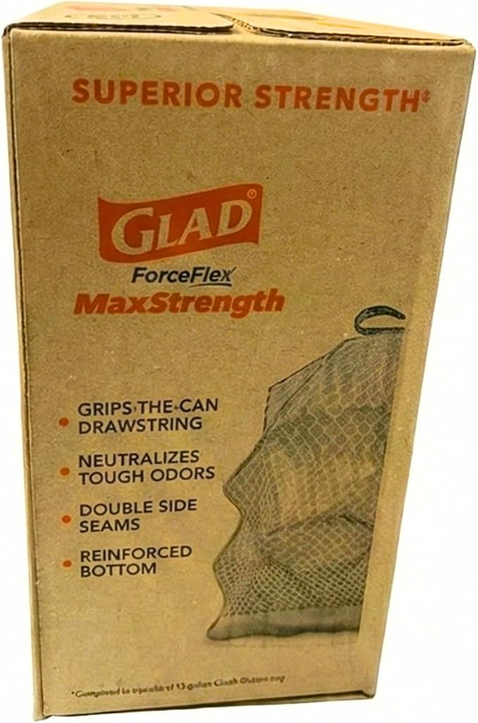 Glad ForceFlex MaxStrength Kitchen Drawstring Bags with Lemon Fresh Bleach Scent 13 Gal 90 Bags
