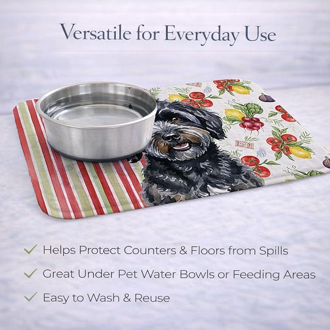 Caroline's Treasures Black Havanese Vegetables Dish Drying Mat Absorbent Dish Drying Mat Pad for Kitchen Counter Dish Drainer Mat for Countertop 14 x 21 Multicolor