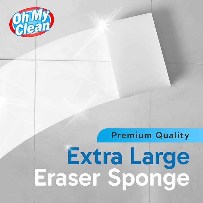 (100 Pack) Extra Large Eraser Sponge – Extra Thick Long Lasting Magic Melamine Cleaning Sponges in Bulk – White Foam Pads for Walls Kitchen Bathroom Floor &amp Baseboard Cleaner