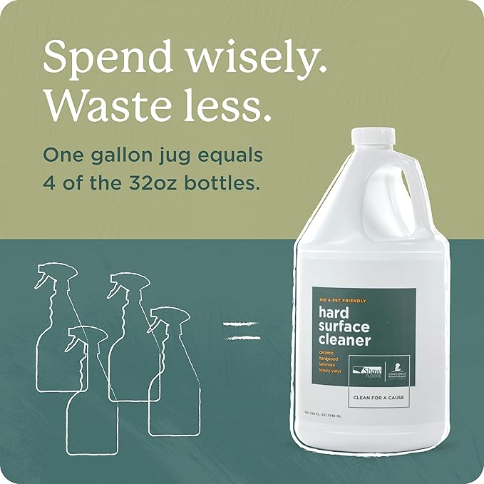 Shaw Floors Hard Surface Cleaner- 128 Fl Oz - Refill for Spray Mops and Spray Bottles - Ideal for Hardwood Vinyl Ceramic Glass Countertops and MORE | Makes 4 (32oz) bottles