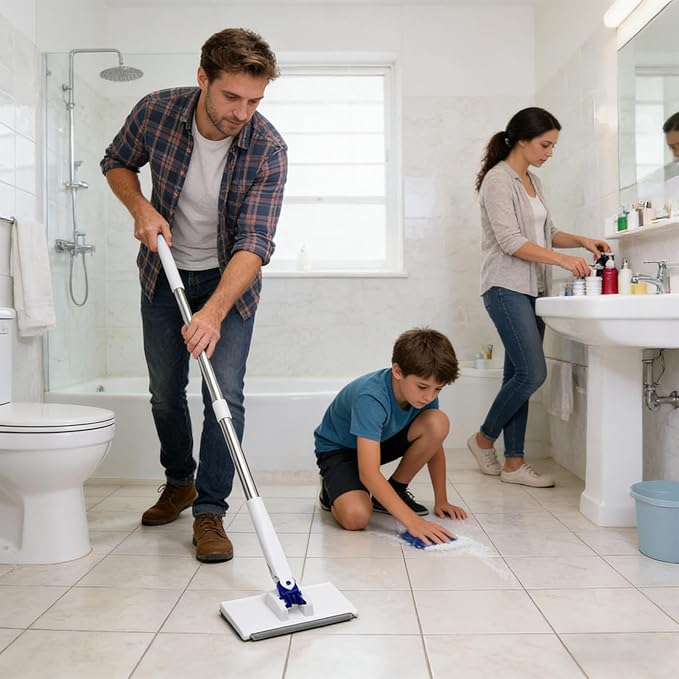 Floor Cleaning Dust Mop | Large 83x107cm Wet Dry Mop ABS Stainless Steel Handle Versatile Cleaner | Easy Use Durable Design | Doors Panes Walls Bathroom Toilet Hard-to-Reach Corners