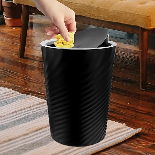 VOSAREA Small Trash Can with Lid Bathroom Kitchen Waste Bin Plastic Waste Basket Odor-Blocking Easy to Clean