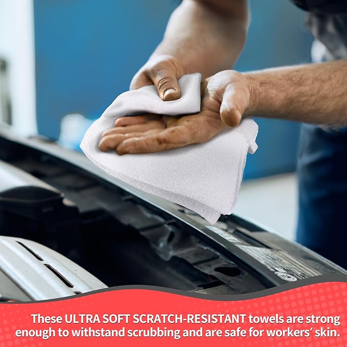 HOMERHYME White Microfiber Cleaning Cloths 100 Pack Shop Towels Rags Bulk Absorbent Lint-Free Detailing Cleaning Rags Microfiber Towels for Car Mechanic Automotive Garage Housekeeping 11.5*11.5