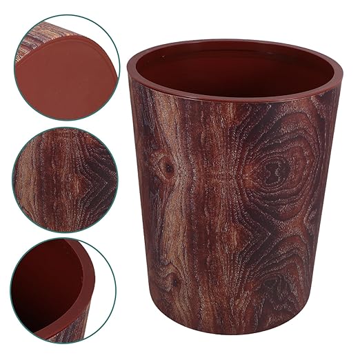 Zerodeko Retro Wood Grain Large Capacity Waste Basket for Home Kitchen Office and Bathroom and Stylish Trash Can with Easy Maintenance