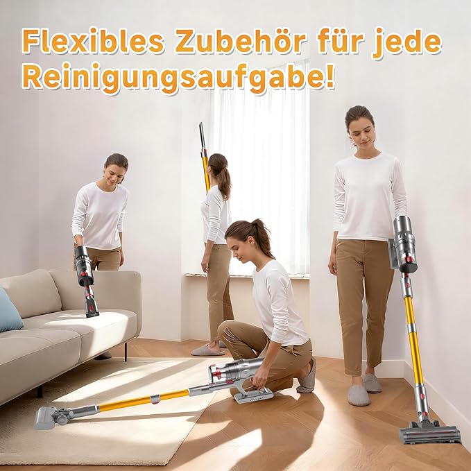 Hearten an uprightvacuumcleanerwithapowerful Motor That Easily Handles Whole-House Cleaning/It Features a Detachable Crevice Brush/Bristle brushand Filter/Cordless suctionandmopping Make Cleaning