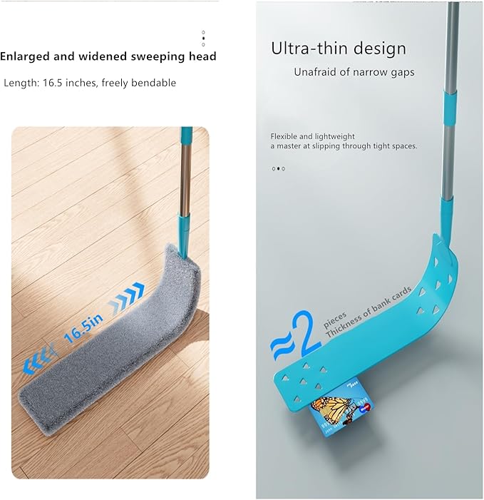 2026 Upgraded Retractable Gap Dust Cleaner Flat Duster with Extension Pole (60in) Gap Mop for Under Appliances Under Fridge Cleaning Tool with 4 Microfiber Duster Cloths