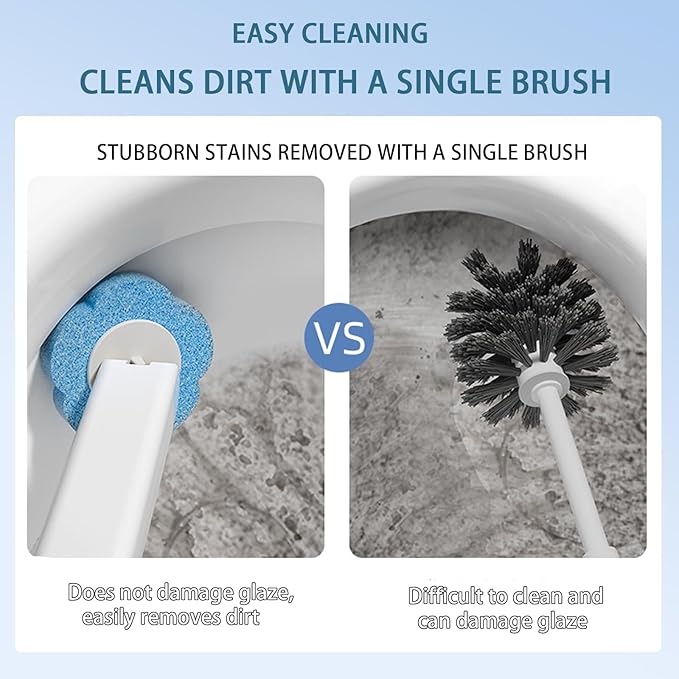 Disposable Toilet Brush Set 24 Refills Extended Handle for Deep Cleaning and Hygienic Bathroom Maintenance Gray
