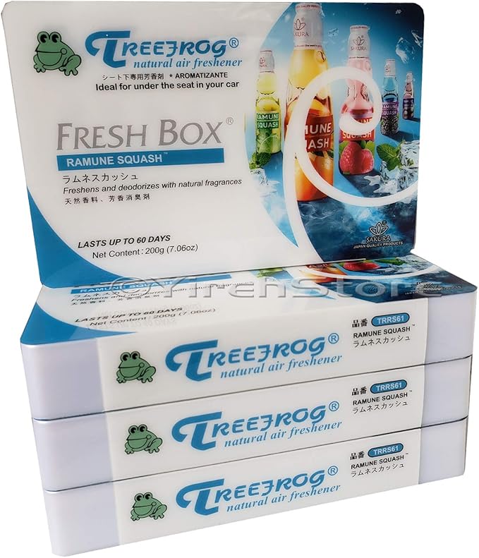 YirehStore Treefrog Fresh Box Ramune Squash Scent (Soda Squash) 4 Pack Treefrog Natural Air Freshener Fresh Box (AKA Xtreme Fresh)