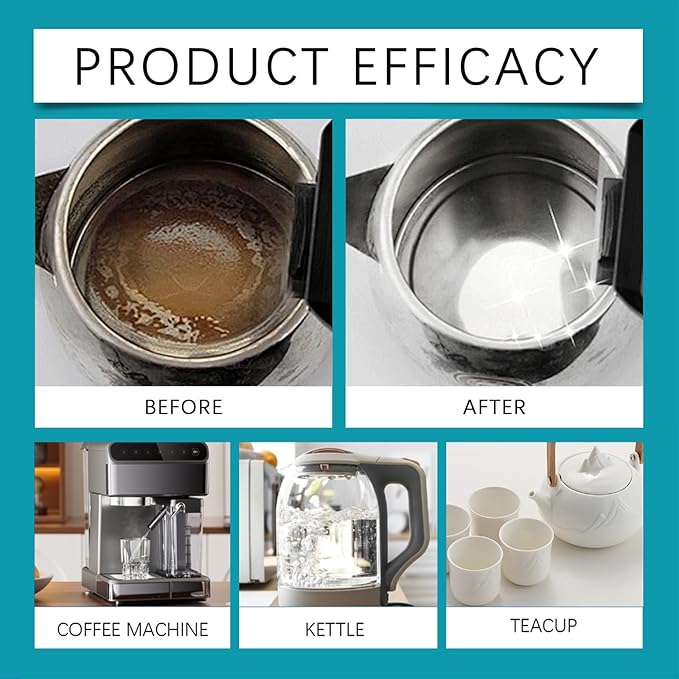Kettle Descaler Powder - Powerful Limescale Remover For Electric Kettles Restores Shine Easy To Use Household Cleaner(2PCS)