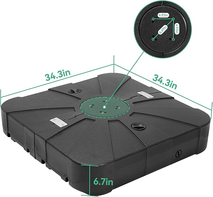 Patio Umbrella Base with Wheels Water&ampSand Filled Umbrella Stand Weights 285lbs Capacity Heavy Duty Outdoor Cantilever Umbrella Base