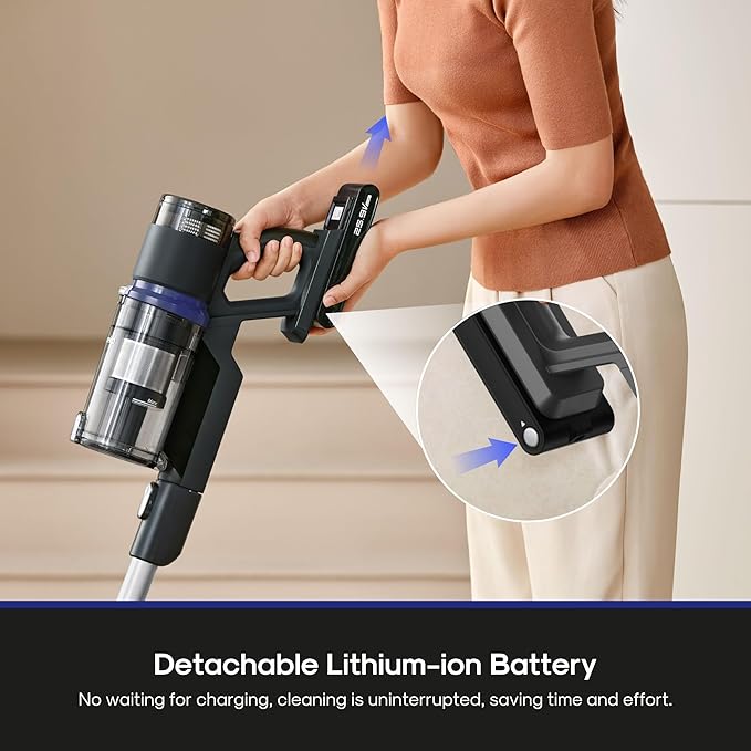 Eureka Cordless Vacuum Cleaner Anti-Tangle Brushroll Rechargeable Stick Vacuum Lightweight for Carpet Hard Floor Pet Hair Black NEC451BL