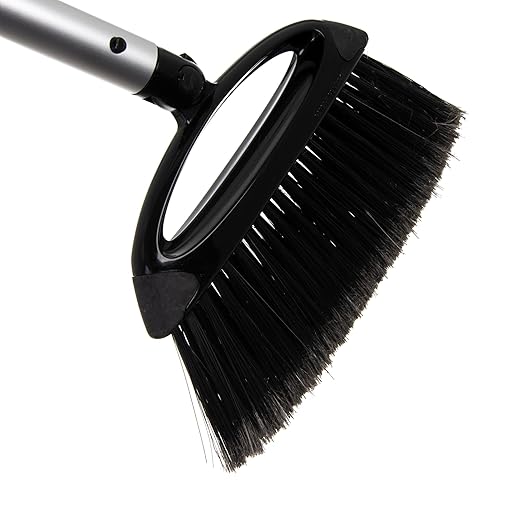 Carlisle FoodService Products Duo-Pan Upright Dust Pan and Broom Set with Adjustable Broom Head for Floor Cleaning Restaurants and Janitorial Use 36 x 11.8 x 41 Inches Black (Pack of 4)