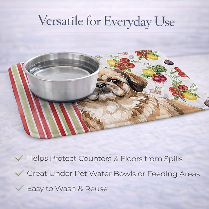 Caroline's Treasures Sable Pekingese Vegetables Dish Drying Mat Absorbent Dish Drying Mat Pad for Kitchen Counter Dish Drainer Mat for Countertop 14 x 21 Multicolor
