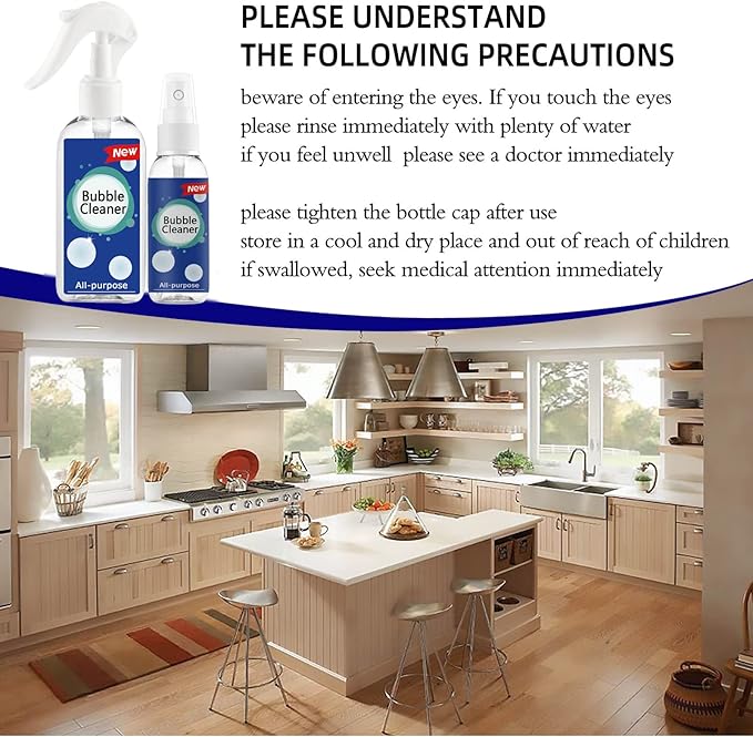 Bubble Cleaning Spray Foaming Heavy Oil Stain Cleaner Rinse Free Stubborn Oil And Dirt Removal Foam Spray (3pc 100ml)