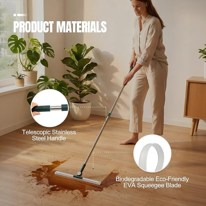 29-49 Telescopic Pole Floor Squeegee for Concrete Floor 21.85 Wide Heavy-Duty Squeegee with Detachable Stiff Brush Large Squeegee Broom for Tile Floor Garage Swimming Pool Bathroom