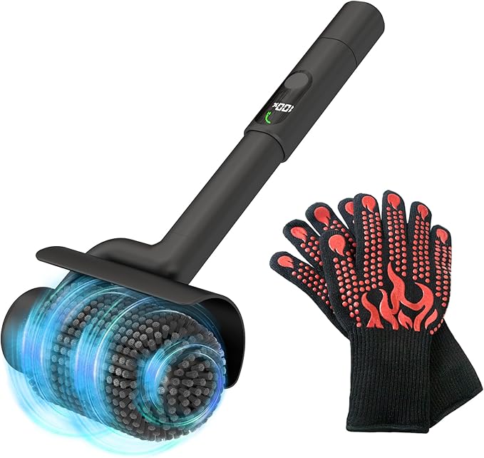 Electric Grill Brush 800 RPM Grill Brush for Outdoor Grill 3Nm High Torque Motor 304 Stainless Steel φ3.94 Inch Removable Brush Head with Heat Resistant Gloves Gift for Men