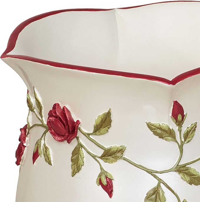 Touch of Class Vining Rose Wastebasket Pearl