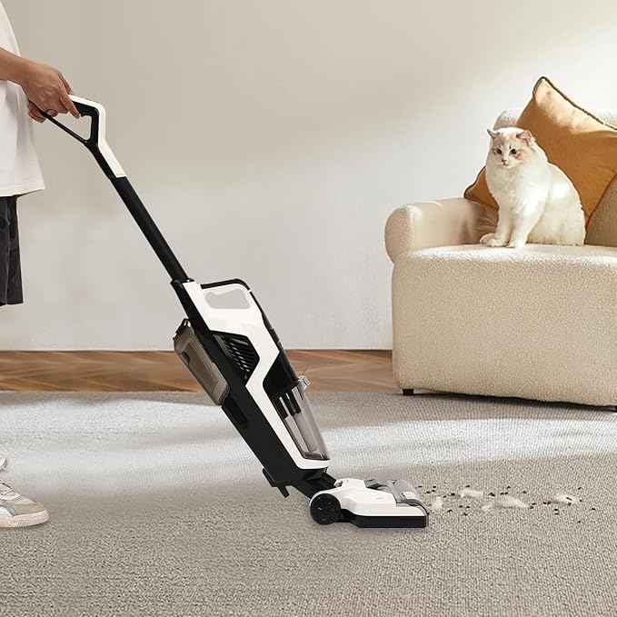 Smart Wet Dry Vacuum Cleaner Cordless Hard Floor Cleaner Vacuum Mop All in One with Self-CleaningSelf-Cleaning and Hot Air Drying for Hard Floor Sticky Messes