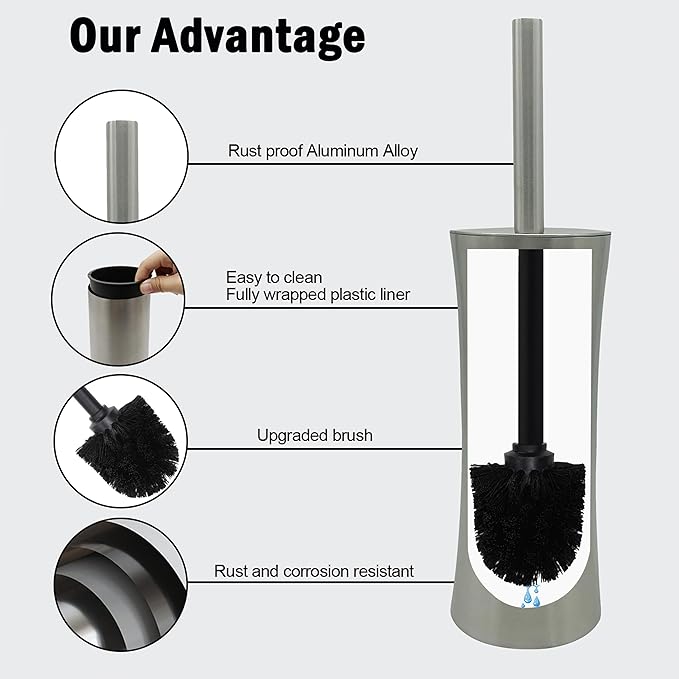 Vince Camuto Toilet Bowl Brush with Holder Durable Bathroom Cleaning Tool Modern Design for Easy Toilet Maintenance Bathroom Cleaner Brush for Efficient Cleaning and Hygiene