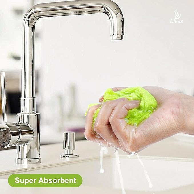 LIVOS Microfiber Cleaning Cloth Roll - 80 Pack Reusable Paper Towels Green Tear Away Microfiber Towels for Car Super Absorbent Lint Free Cleaning Rags for House Kitchen Window-11.5x11.5