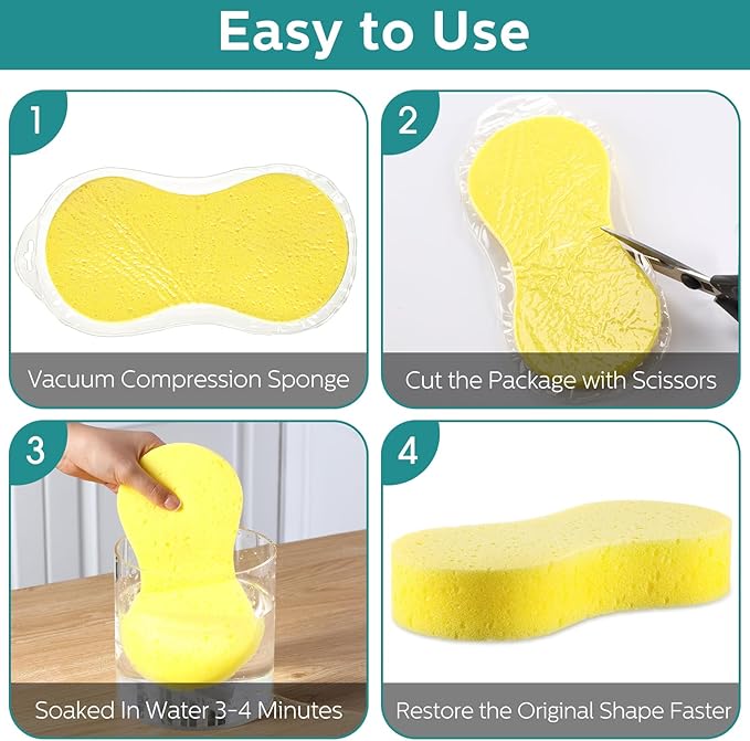 Dandat 30 Pcs Large Car Wash Sponge Multi Purpose Cleaning Scrubber Non Scratch Thick Dish Household Cleaning Sponge Foam Washing Pad Handy Scrubber for Car Mix Colors