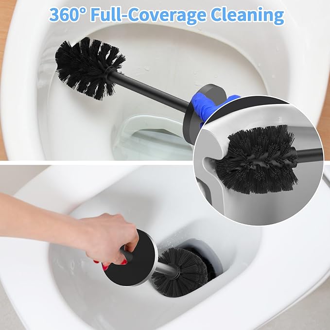 Stainless Steel Toilet Brush and Holder Set Wall Mount Heavy Duty Toilet Bowl Brush Oil Rubbed Matte Black Toilet Brush Set with Long Handle for Bathroom and Farmhouse