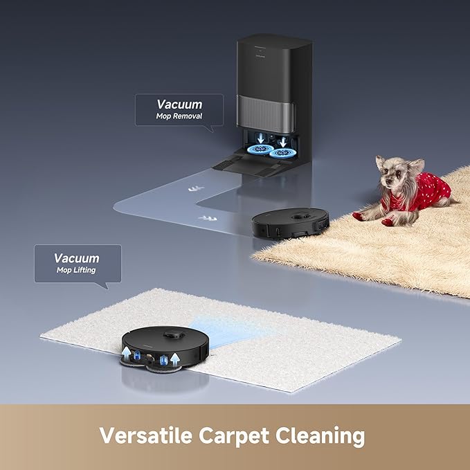 DREAME L40s Ultra Robot Vacuum and Mop Auto-Empty Mop Self-Cleaning 19000Pa Suction 100% Detangling DuoBrush Extending Mops and Side Brush 40mm Obstacle Clearing App &amp Voice Control (Black