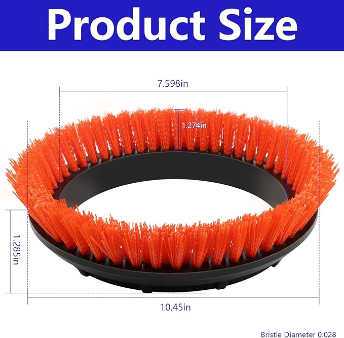 2 Pack 237047 Orange Commercial Tile and Resilient Floor Scrub Brush Replacement for Oreck Commercial ORB550MC ORB600MW and ORB700MC Floor Machines Heavy-Duty Brush 10.5 in. Diameter