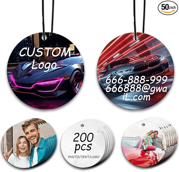 200 PCS Custom Logo Air Freshener Bulk Personalized Car Air Fresheners for Business Branding Real Estate Agents Dealerships and Events