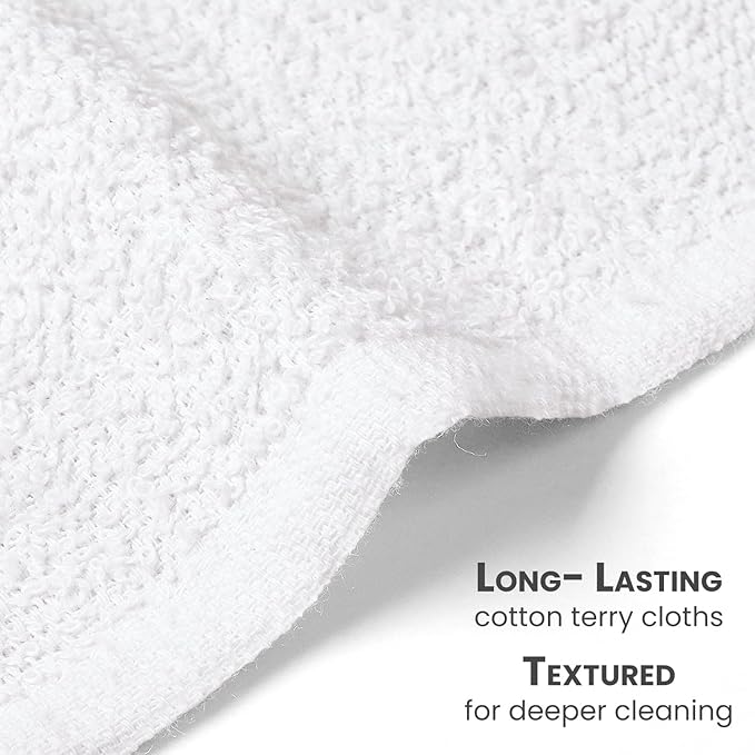 Reed&ampPick Terry Bar Mop Towels (Value Pack of 60) Size 14x17 – Absorbent and Durable Multipurpose Cleaning Rags Cotton Cleaning Towels Terry Cloth Rags Reusable Shop Rags (White)