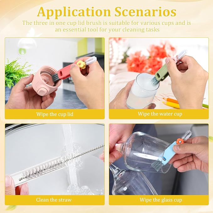 48PCS 4-in-1 Bottle Brush Set Cup Cleaning Brushes with Straw Cleaners Multifunctional Crevice Cleaning Kit for Water Bottles Tumblers Glassware Baby Bottles &amp Lids – Easy Hang Storage BPA-F