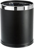 'Invisi-Overlap' Open top Leatherette Trash Can Small Office Wastebasket Modern Home Décor Round Shape (Black)