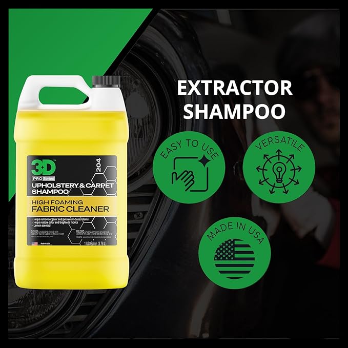 3D Extractor Carpet Cleaner Shampoo for Machine Use - Upholstery Cleaner Stain Remover &amp Odor Eliminator - Low Foam No Residue Formula 1 Gallon