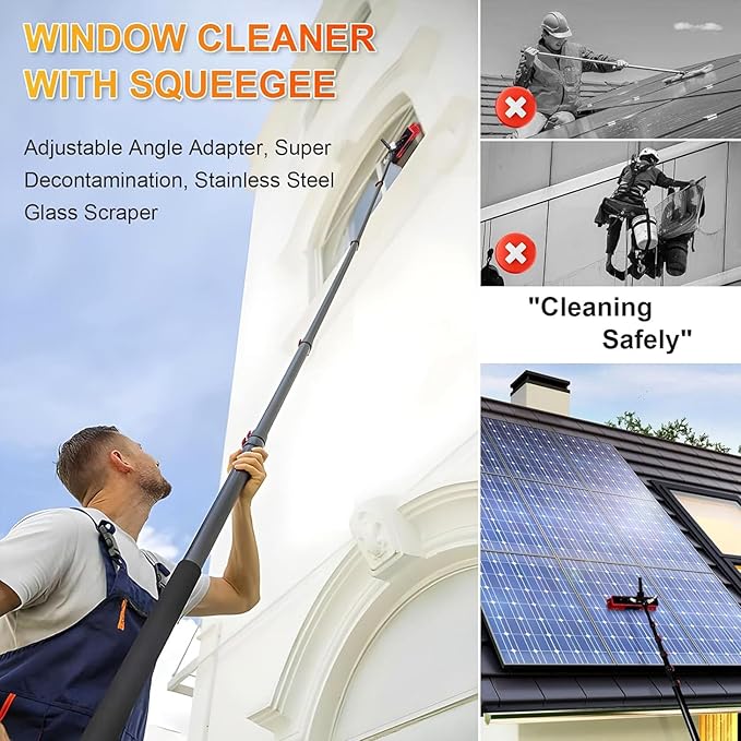 3.6-6 M Window Cleaning PoleWater Fed Telescopic BrushWindow Cleaner KitExtendable Solar Panel Washing Equipment Cleaning Conservatory Roof Extendable Cleaner (35cm Brush3.6M)